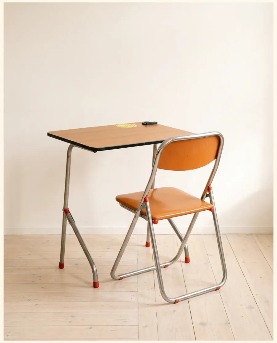 Bureau pliable pour enfant, chrome et formica, photo 2