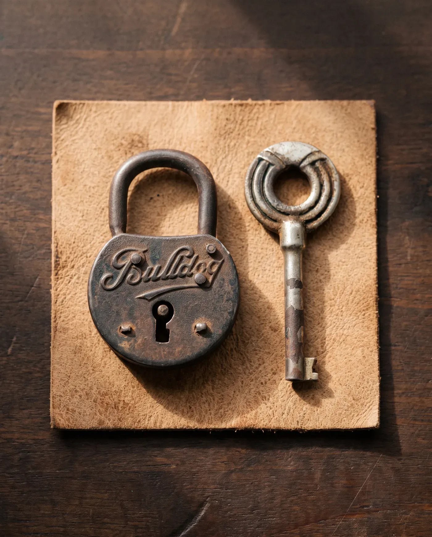 Cadenas ancien Bulldog et sa clef