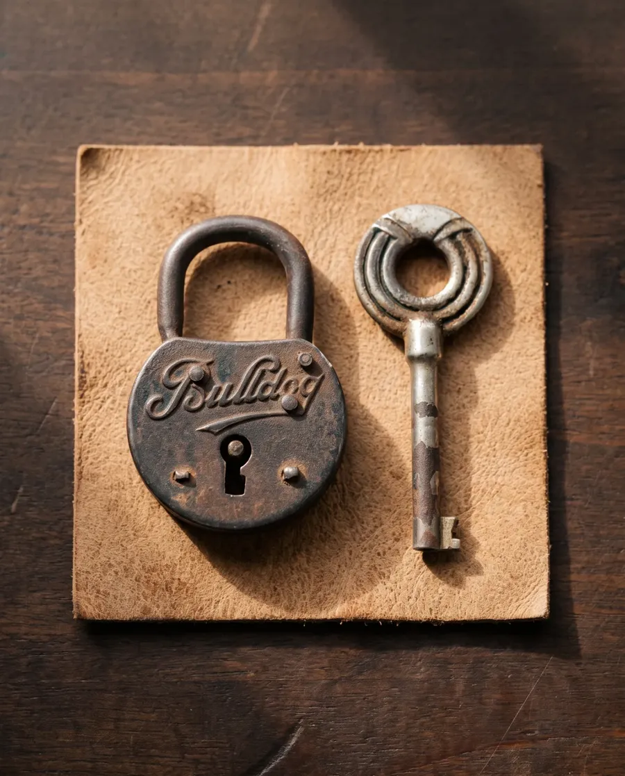 Cadenas ancien Bulldog et sa clef