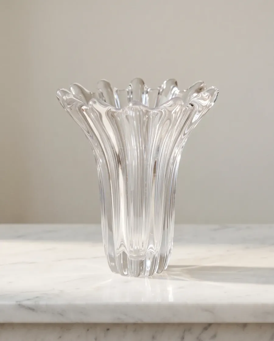 Vase corolle en cristal taillé