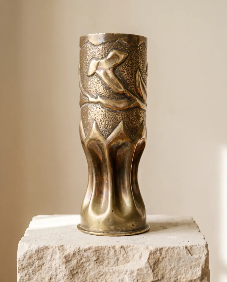 Vase obus sculpté, art des tranchées, photo 2